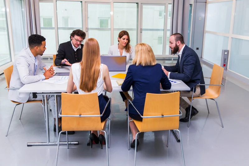 Team collaborating in modern office